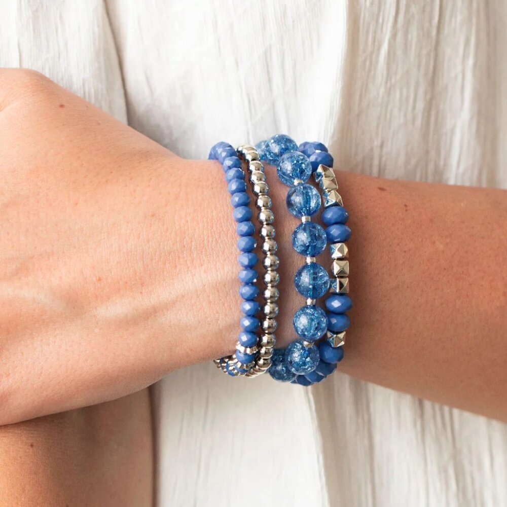 Paparazzi Jewelry Accessories - Layered Luster - Blue Bracelet - Vintage